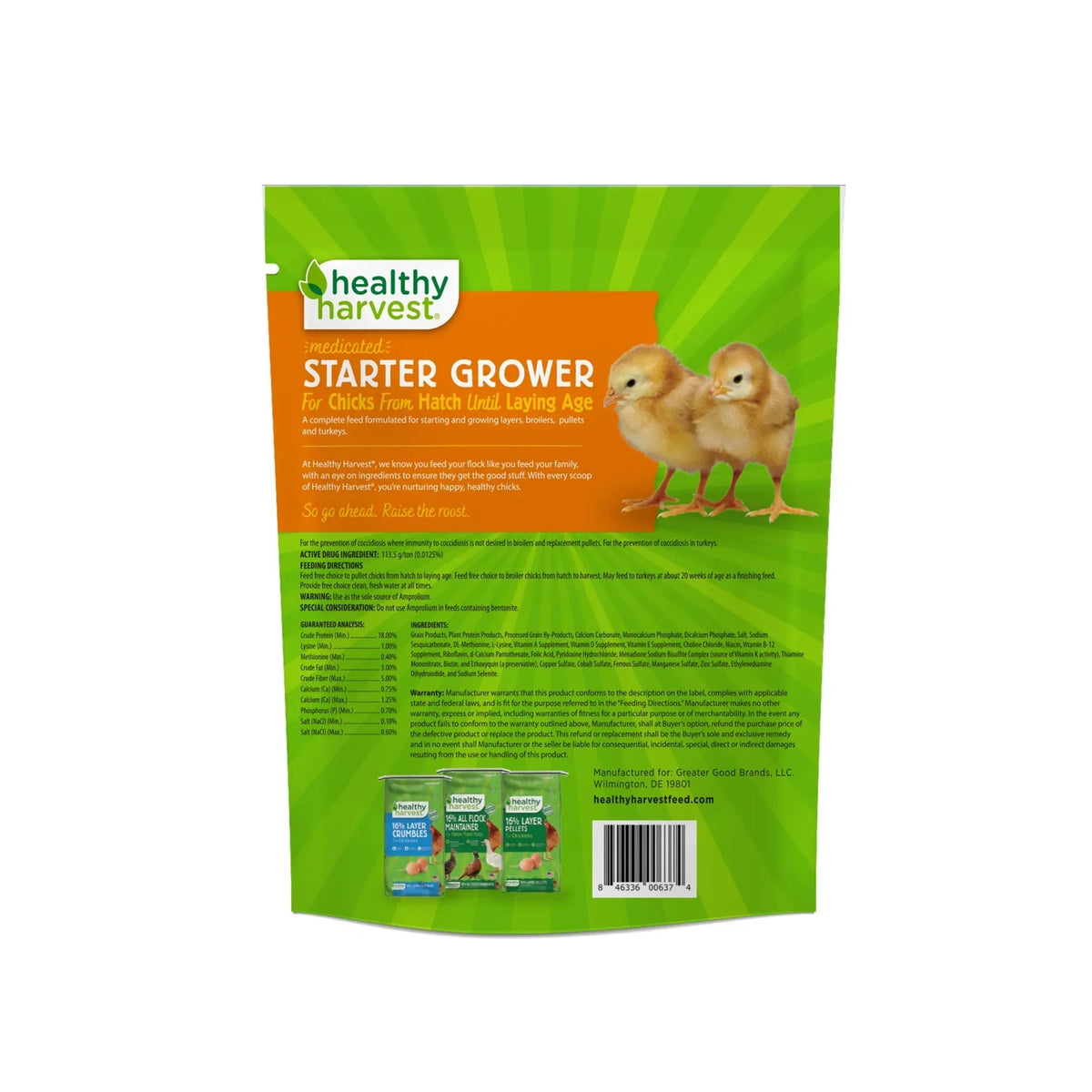 Healthy Harvest Medicated Starter Crumble Feed for Baby Chicks, 5 lb bag