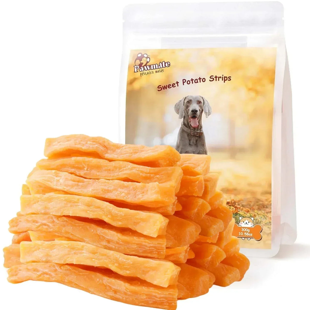 Pawmate Sweet Potato Dog Treats, Promote Digestion Soft Chews for All Dogs, 30 ct Packet