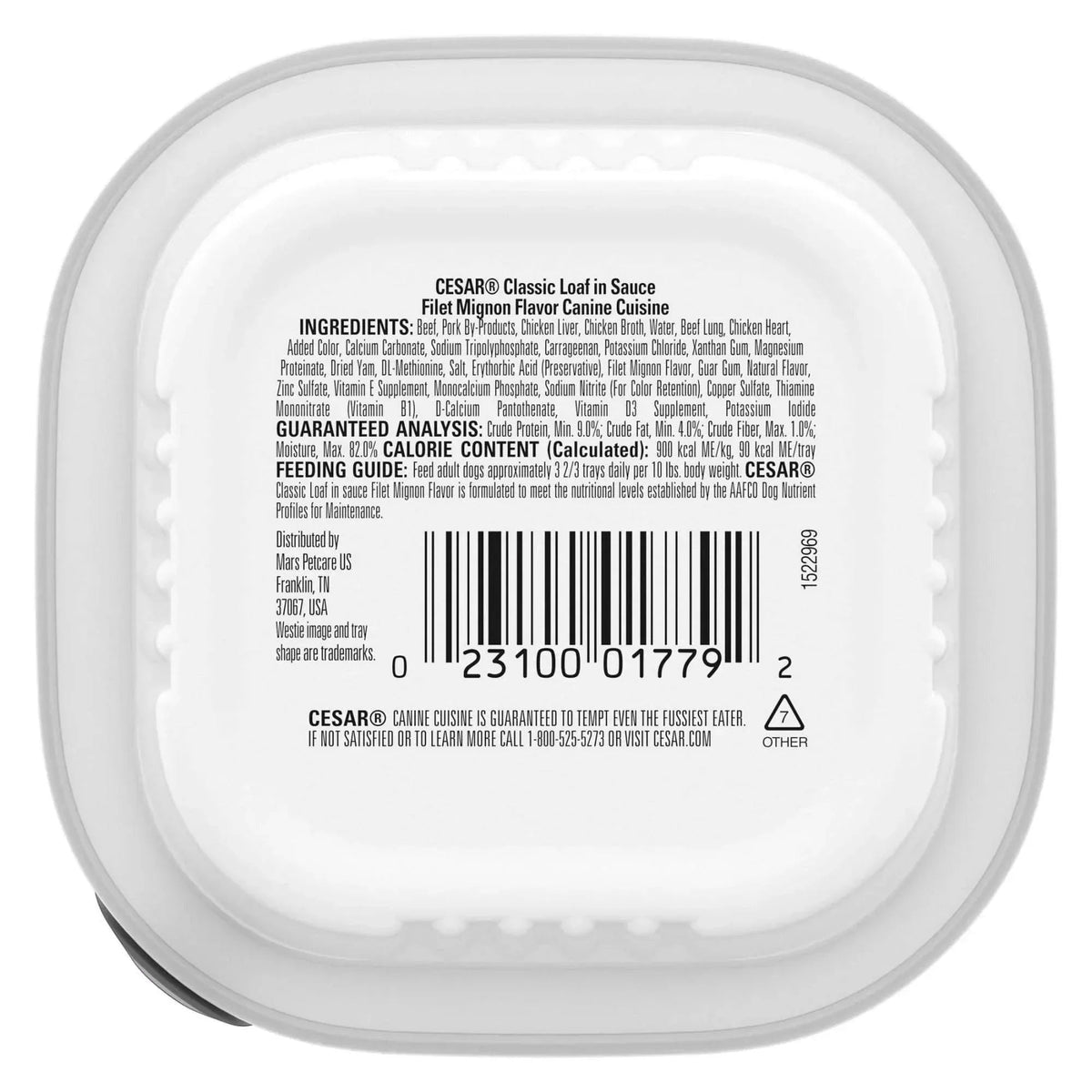 CESAR Soft Wet Dog Food Classic Loaf in Sauce Filet Mignon Flavor, 3.5 oz. Easy Peel tray
