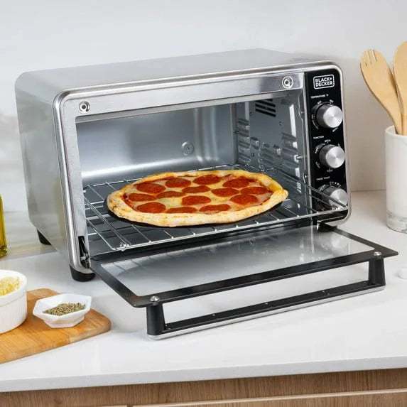 Black + Decker Crisp 'N Bake PRO 6-Slice Air Fryer Toaster Oven with Basket, Pan, Rack & Tray, Stainless Steel
