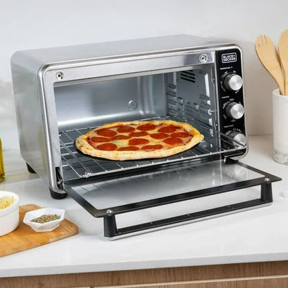 Black + Decker Crisp 'N Bake PRO 6-Slice Air Fryer Toaster Oven with Basket, Pan, Rack & Tray, Stainless Steel