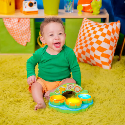 Bright Starts Safari Beats Musical Drum Toy with Lights, Ages 3 Months +, Infant and Toddler, Unisex