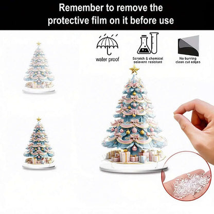Costeam Christmas Tree Christmas Acrylic Ornaments Home Decorations Festive Xmas Hanging Decor for Indoor Home Holiday Party Family Gatherings Cute Lightweight Acrylic Ornaments