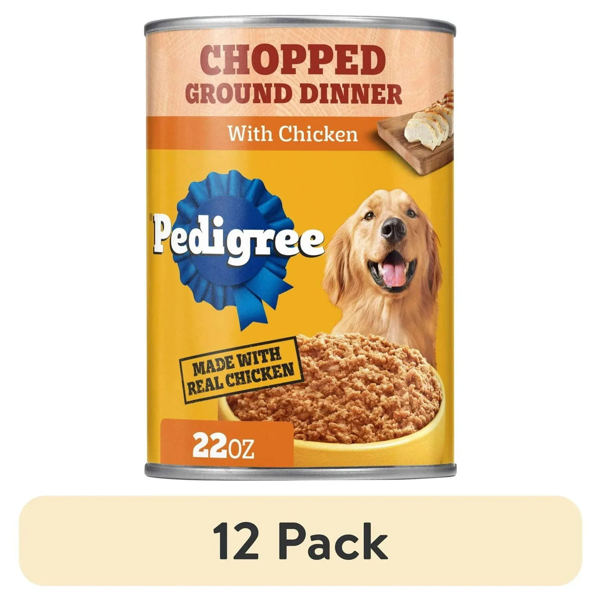 Pedigree Chopped Ground Dinner With Beef Adult Soft Wet Dog Food, (12) 22 oz Cans