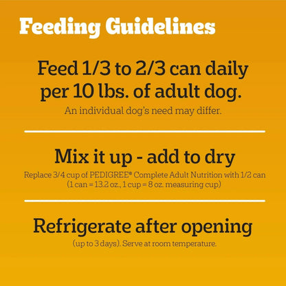 (12 pack) Pedigree Chopped Ground Dinner Chicken & Rice Dinner Adult Soft Wet Dog Food, (12) 13.2 oz Cans