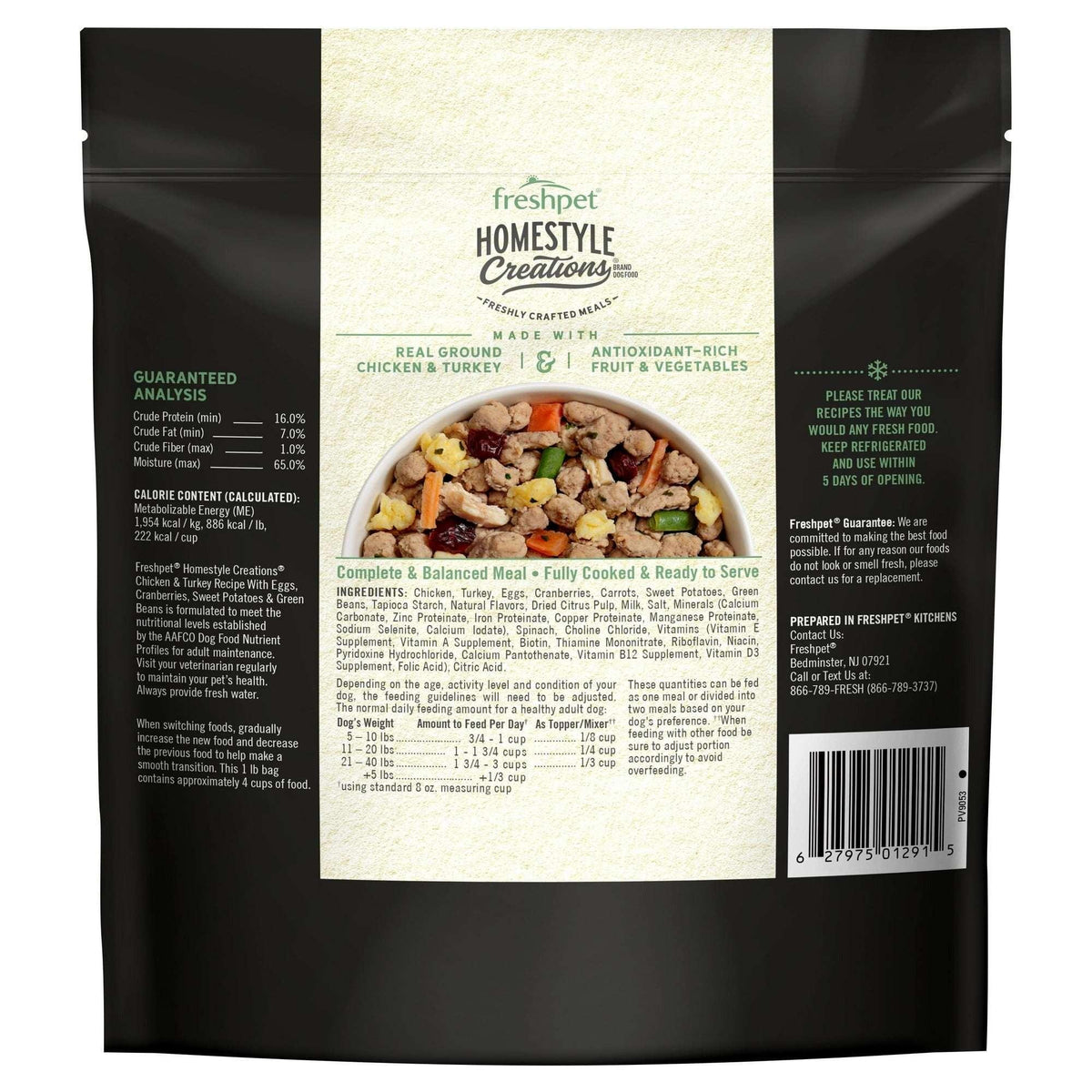 Freshpet Fresh Dog Food, Homestyle Creations, Chicken & Turkey Recipe, 1lb.