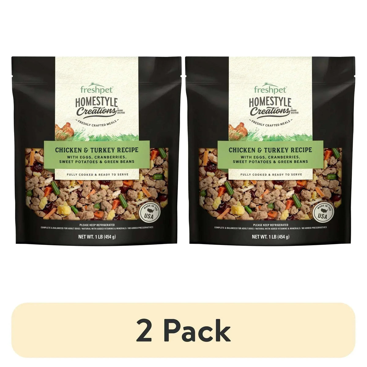 Freshpet Fresh Dog Food, Homestyle Creations, Chicken & Turkey Recipe, 1lb.