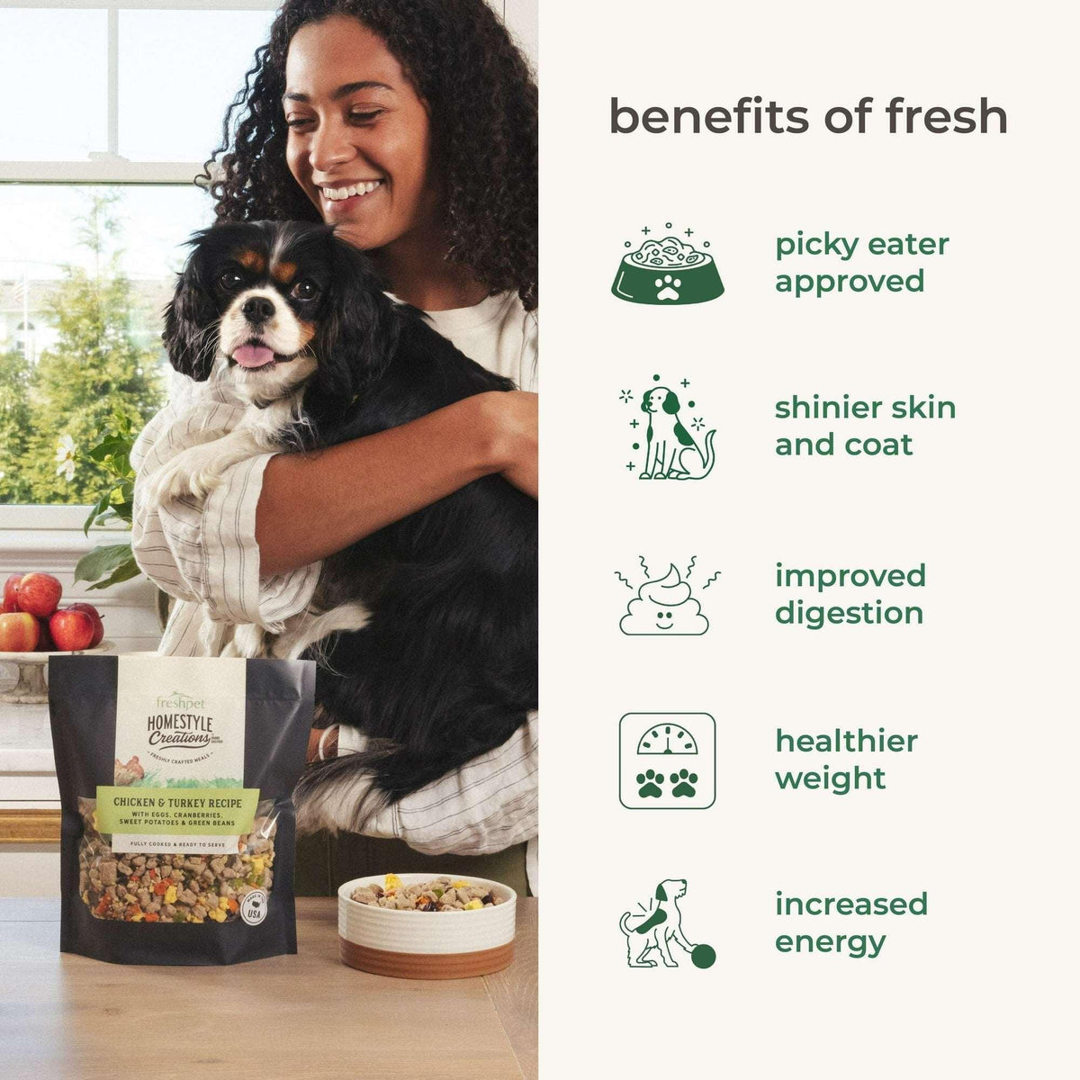 Freshpet Fresh Dog Food, Homestyle Creations, Chicken & Turkey Recipe, 1lb.