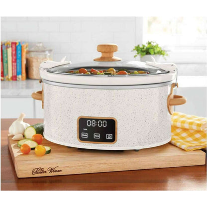 The Pioneer Woman 6-Quart Portable Linen Speckle Slow Cooker
