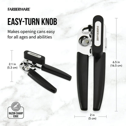 Farberware Pro Stainless Steel Portable Can Opener with Black Handle