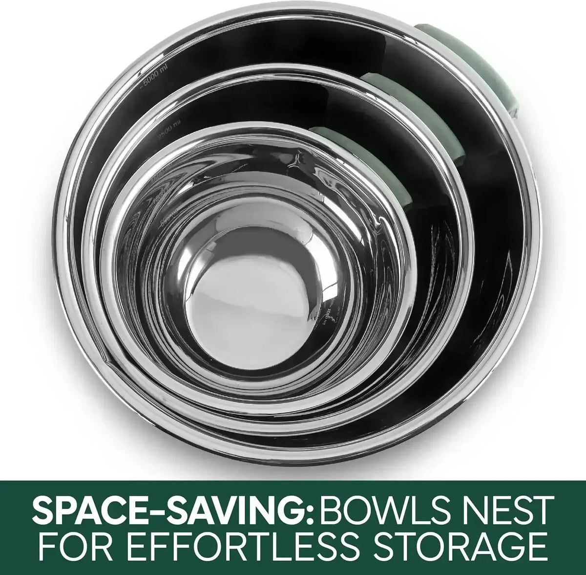 COOK WITH COLOR Stainless Steel Mixing Bowls Set and Measuring Cups- Nesting Bowls with Non-Slip Bottom and Easy-Grip Handles, 11 Pieces