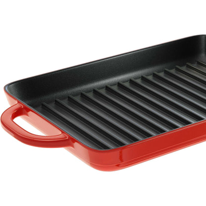 Lodge Cast Iron Enameled Cast Iron Grill Pan, Red