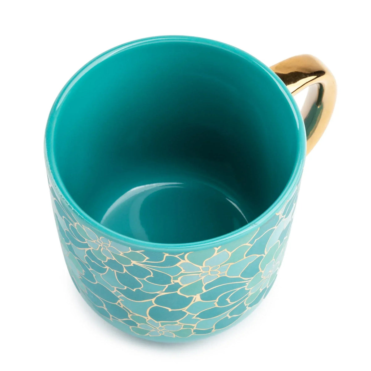 (2 pack) Thyme & Table 16 fl oz Teal Succulent Ceramic Coffee Mug