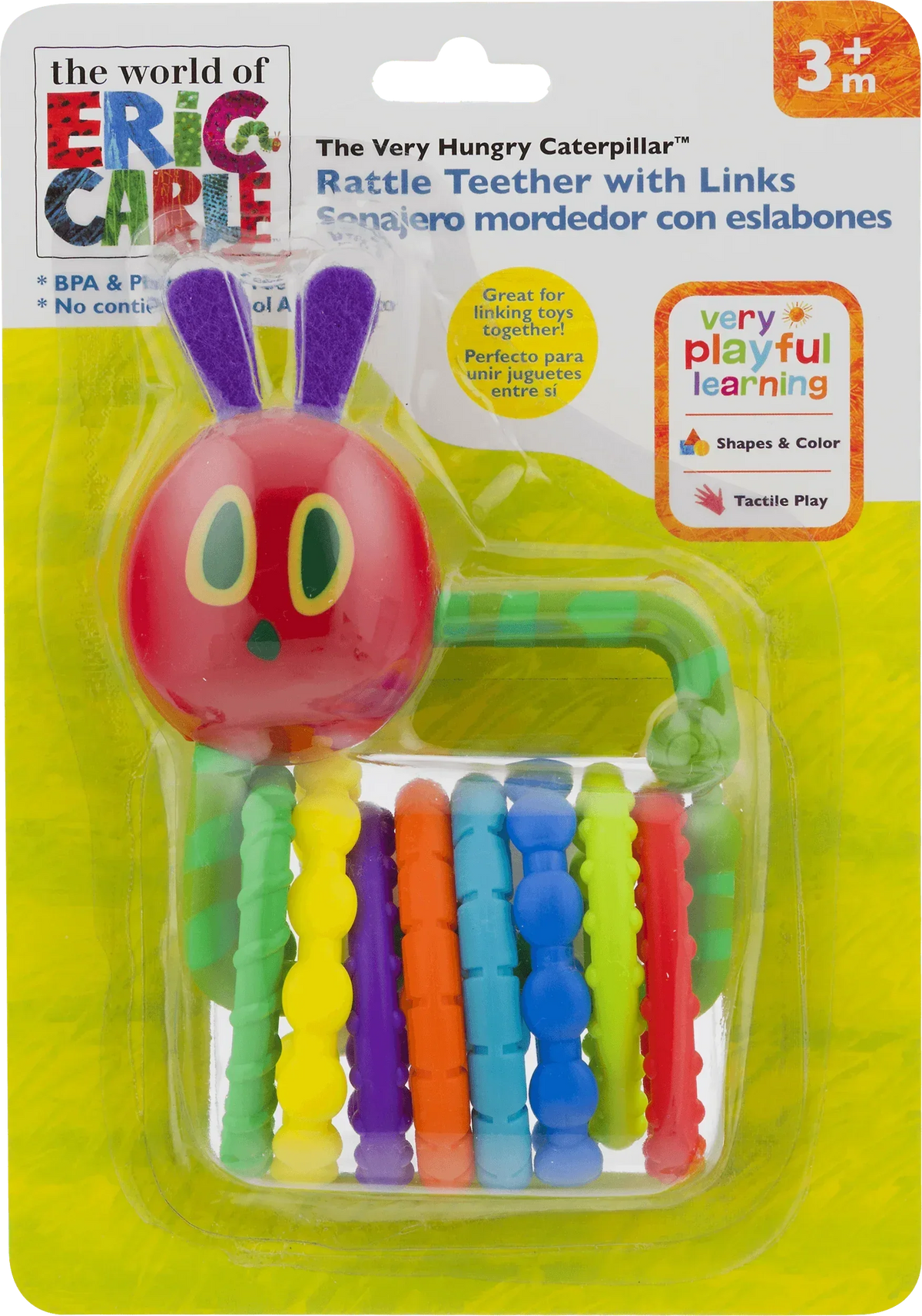 World of Eric Carle, the Very Hungry Caterpillar Rattle Teether with Links 1 Count (Pack of 1)