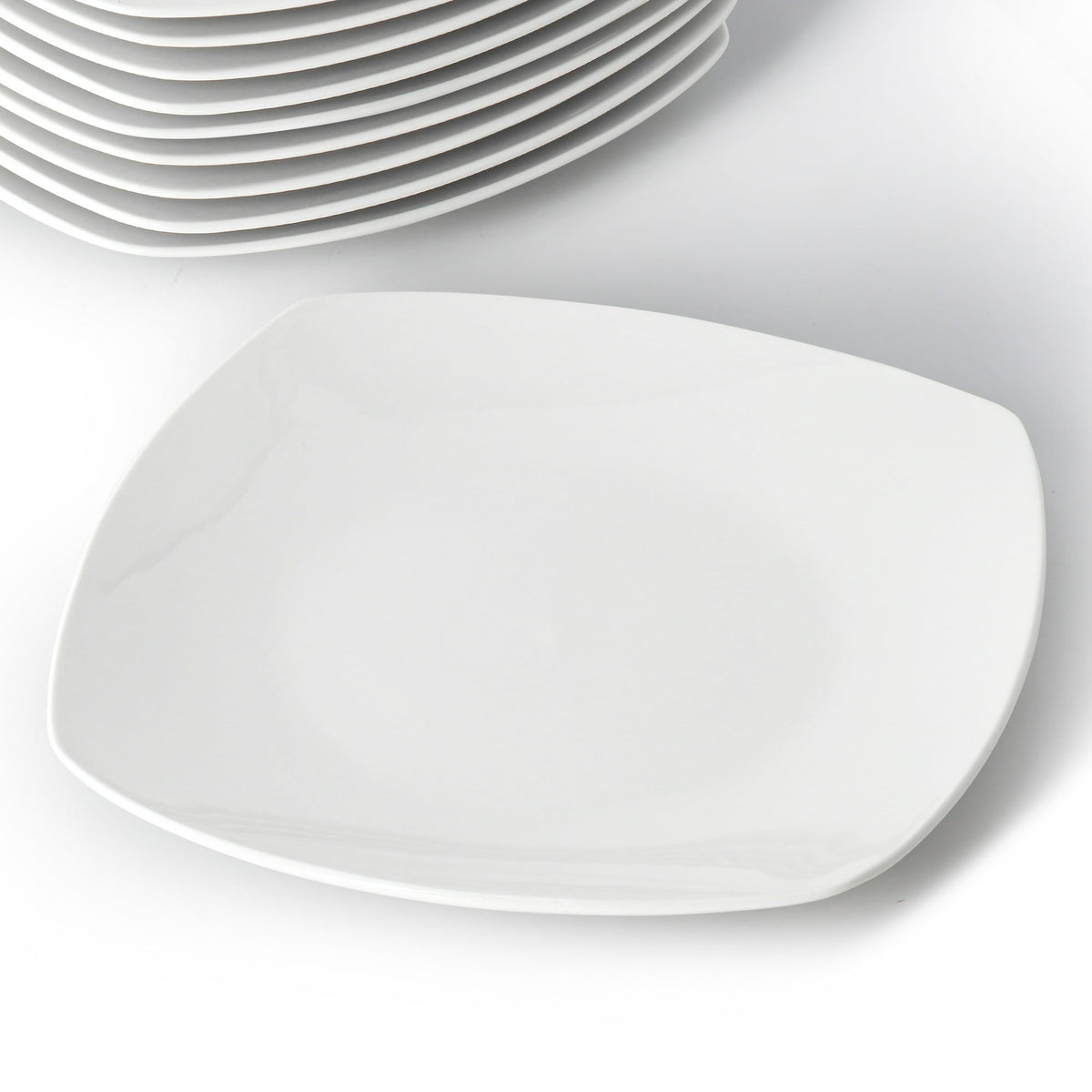 Elama Professional Kitchen 12 Piece Porcelain Square Dinner Plate Set in White