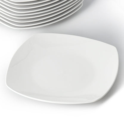 Elama Professional Kitchen 12 Piece Porcelain Square Dinner Plate Set in White