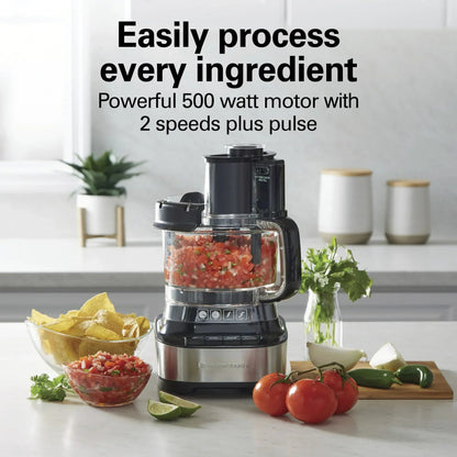 Hamilton Beach 10 Cup Food Processor and Chopper with Stack & Snap Design, Extra Large Chute and Bowl Scraper, Black