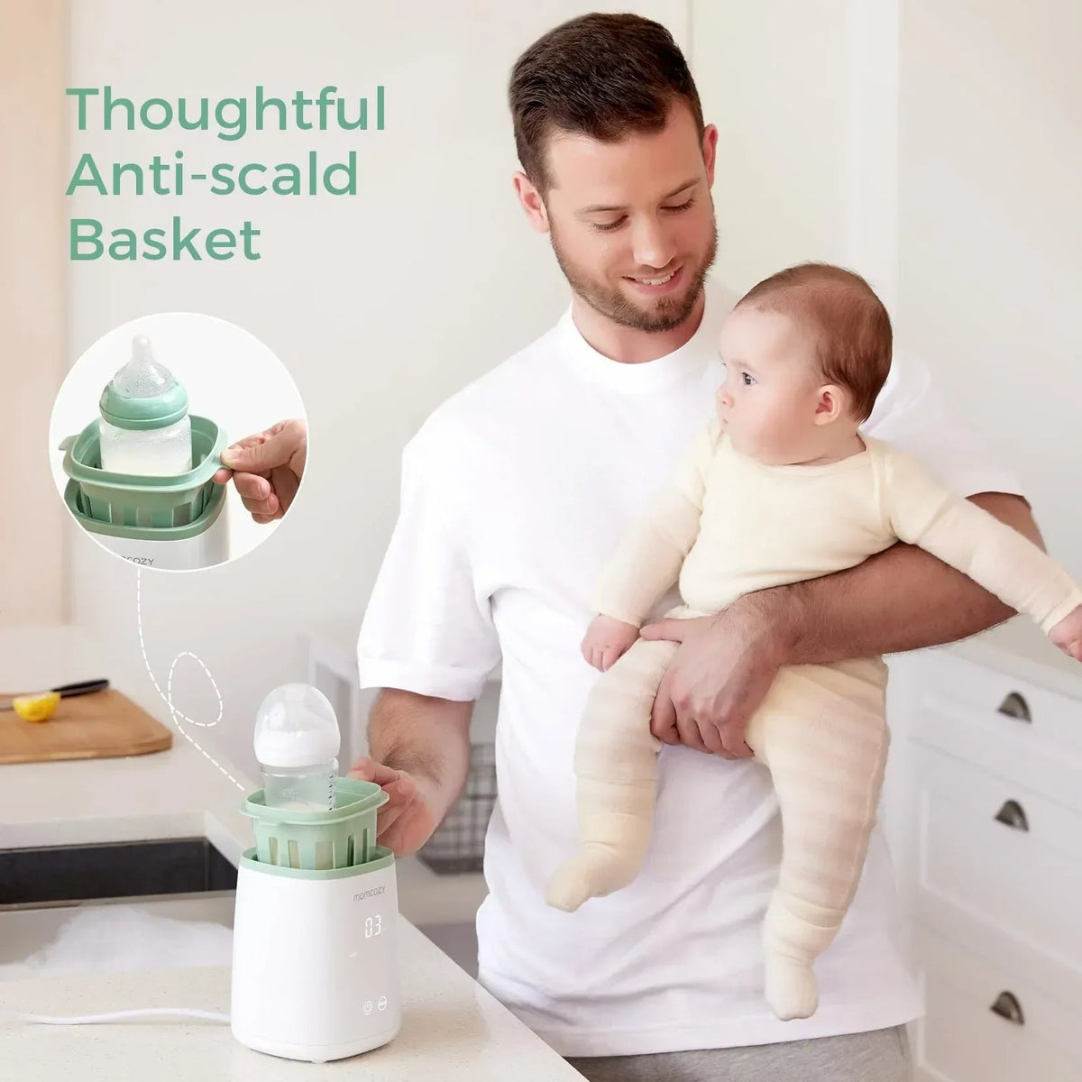 Momcozy Baby Bottle Warmer, 6-in-1 Smart Temperature Control, Fast Baby Food Heater, Steam Sterilizer & Momcozy Breastmilk Storage Bags, Temp-Sensing Discoloration Milk Storage Bags, 180ml/120 Count