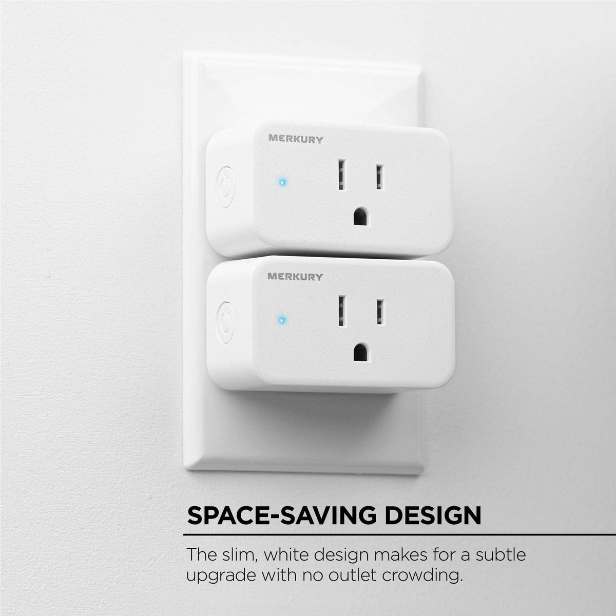 Merkury Smart Wi-Fi Plug - Smart Outlet Compatible with Alexa & Google, White (3-Pack)