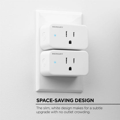 Merkury Smart Wi-Fi Plug - Smart Outlet Compatible with Alexa & Google, White (3-Pack)