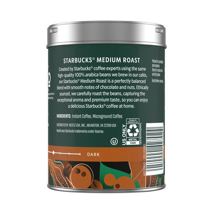 Starbucks Premium Instant Coffee, Medium Roast Coffee, Arabica Beans, 3.17 oz