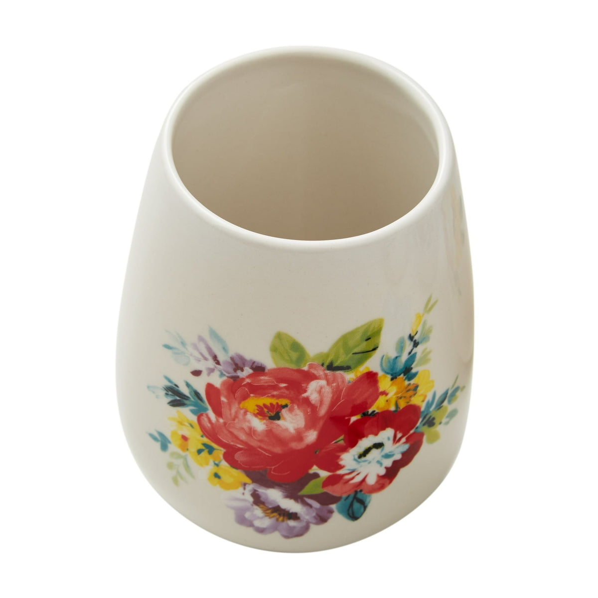 The Pioneer Woman Sweet Rose 7-Piece Stoneware Stemless Wine Glasses Set with Chiller