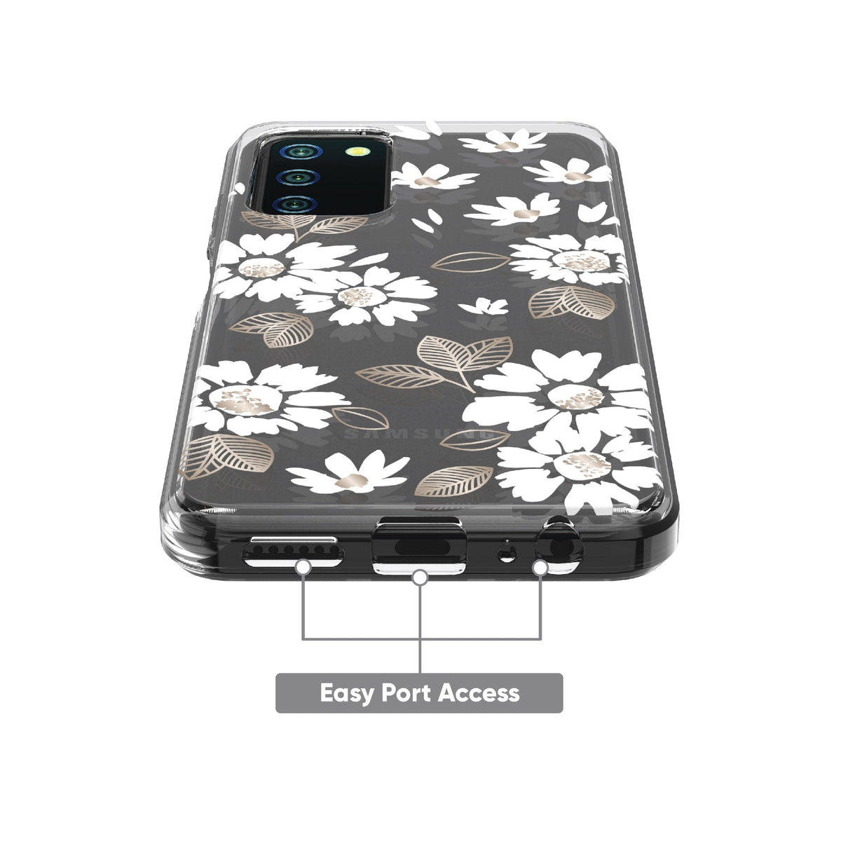 onn. Phone Case for Samsung Galaxy A03s - White Floral