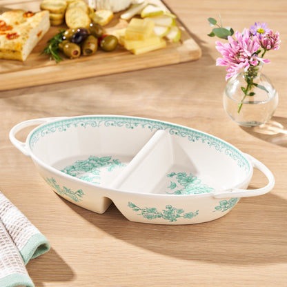 The Pioneer Woman Agatha Stoneware Divided Server, Green