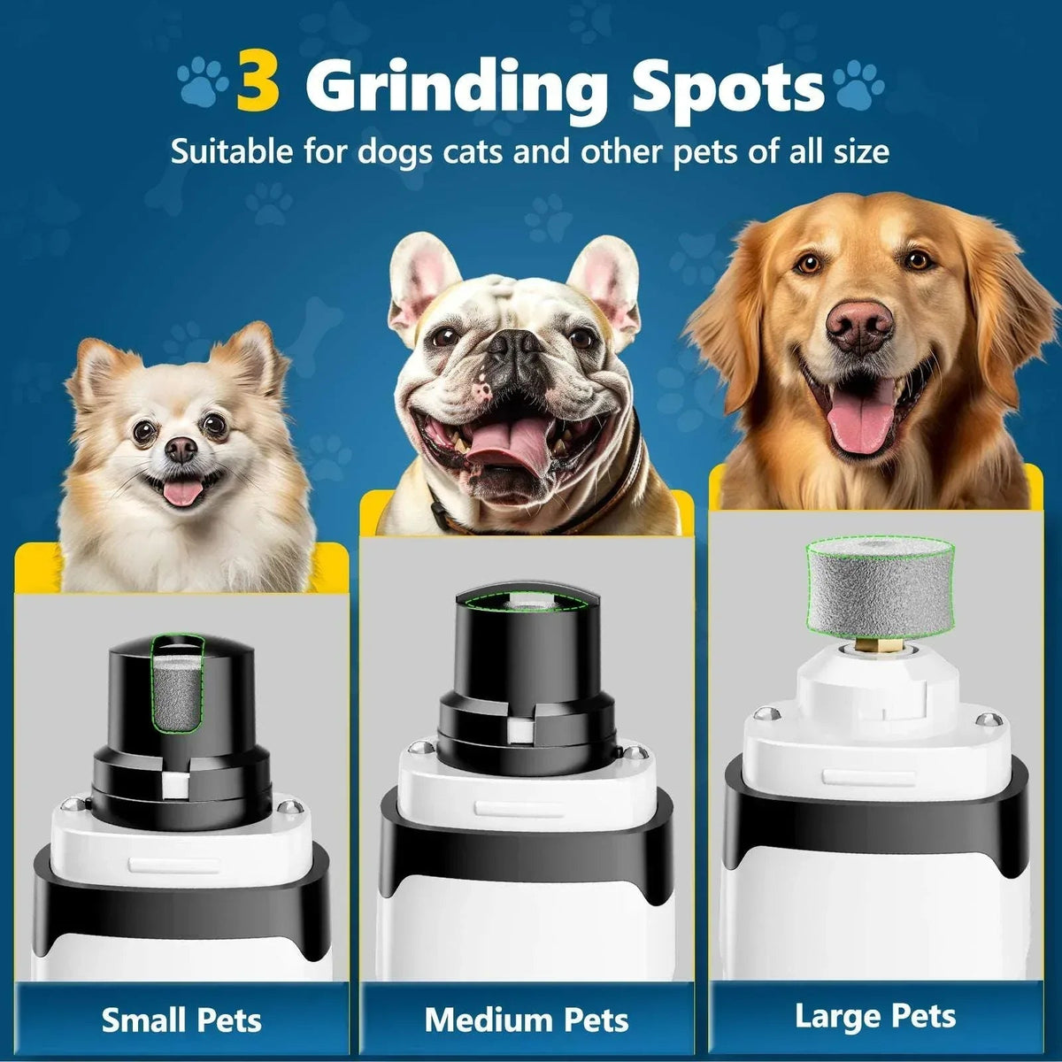 BEBANG Dog Nail Grinder, 2 LED Lights, Super Quiet and Low Vibration Electric Dog Nail Trimmers for Small Medium Large Dogs & Cats