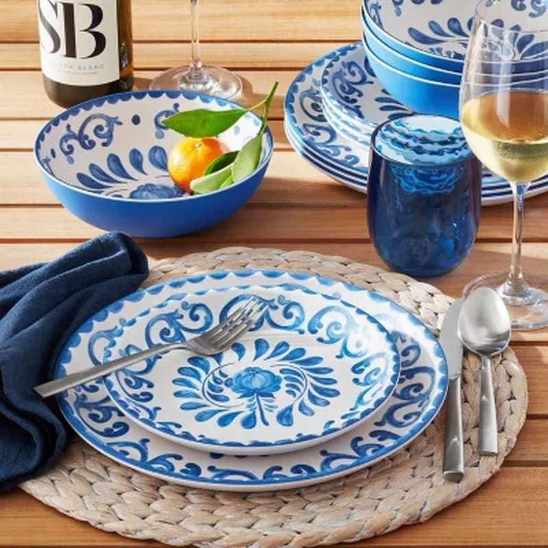 Member'S Mark 12-Piece Bamboo Melamine Dinnerware Set (Assorted Colors)
