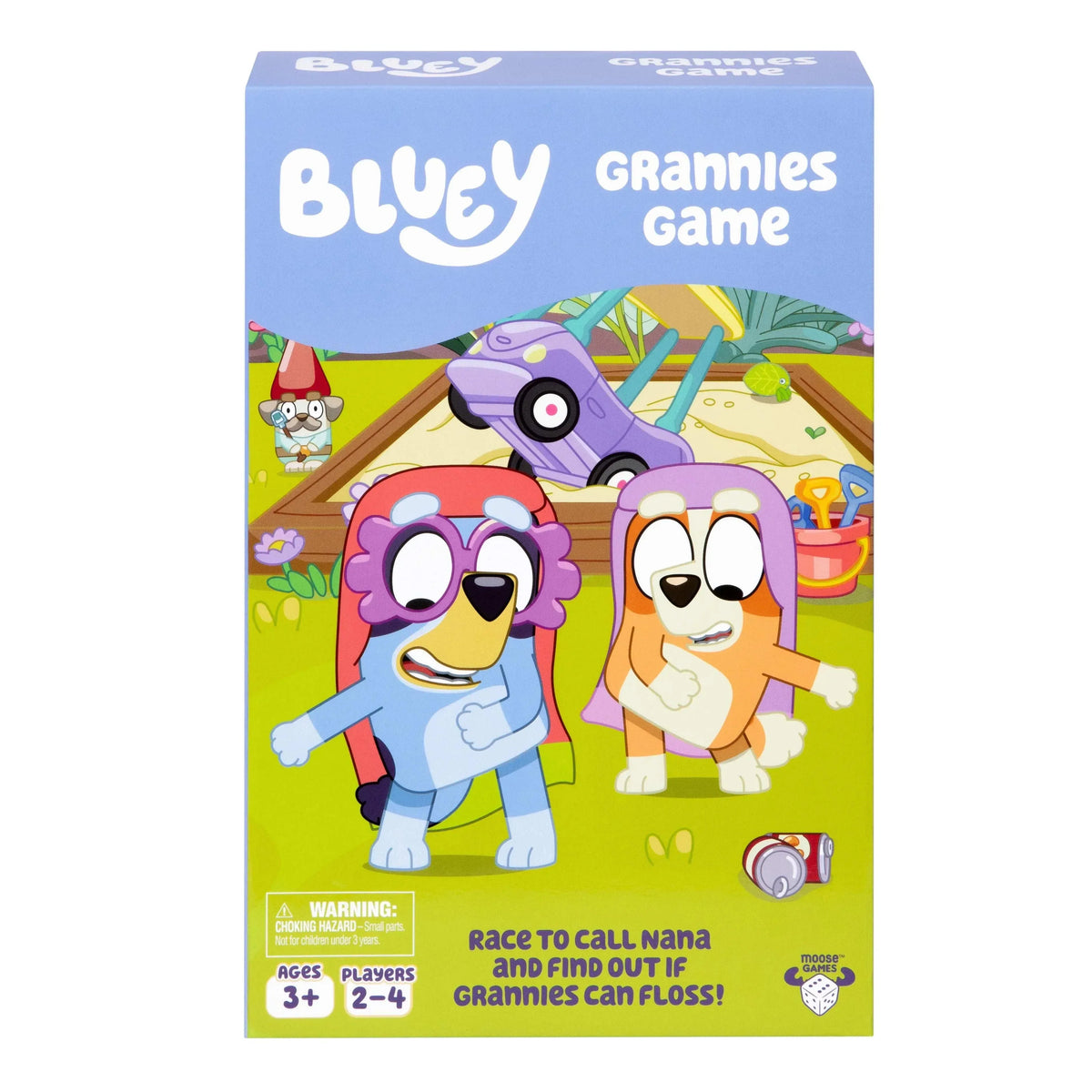 Bluey Grannies Game, Collect Grannies Items Like Glasses and Walking Sticks, Race To Be The First To Call Nana and Start A Flossing Party, 2-4 Players, Ages 3+