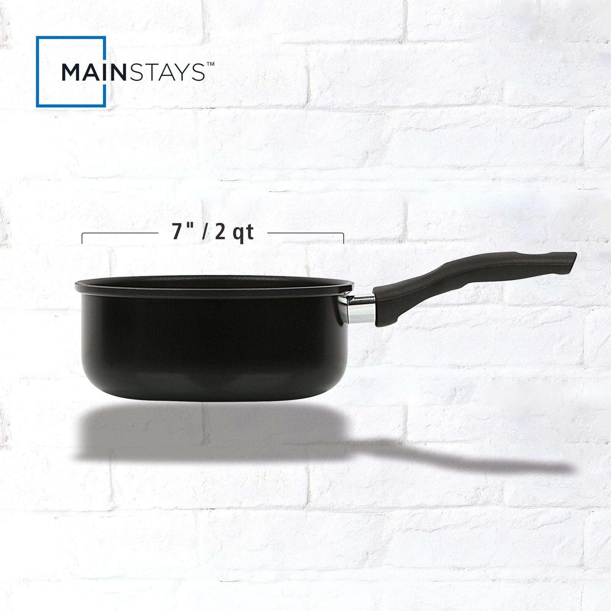 Mainstays 2 qt Non-Stick Aluminum Saucepan, Black
