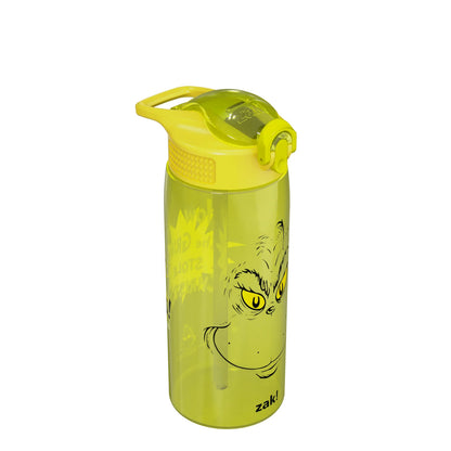 Zak Designs Durable Plastic 25oz Grinch Kids Water Bottle with Straw and Handle