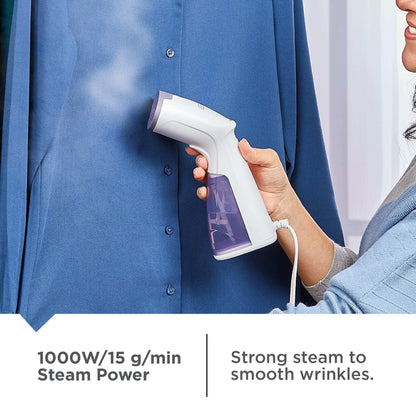 BLACK+DECKER 1000W Compact Garment Steamer with Pump Heater, Removable Water Tank, and Quick Heat-up