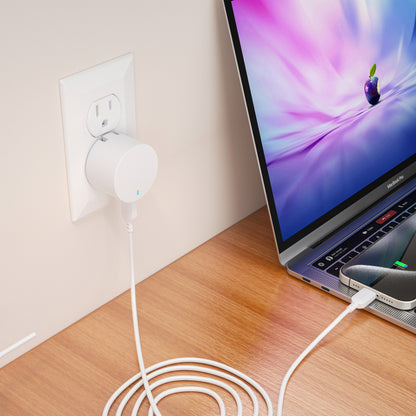 onn 20W Single USB-C Port Wall Charger with 3ft C-C Cable, Fast Charging, USB-IF Certified,Foldable Plug, White - Compatible with iPhone 17/16/15 Series, Galaxy, Note, Pixel, iPad Pro, & More