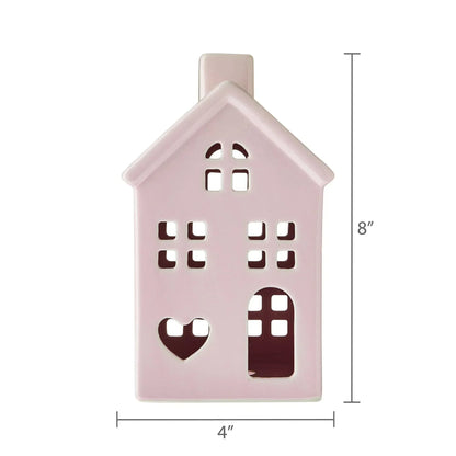 Ceramic House Tabletop Decoration, Pink, 8", Valentine's Day by Way To Celebrate