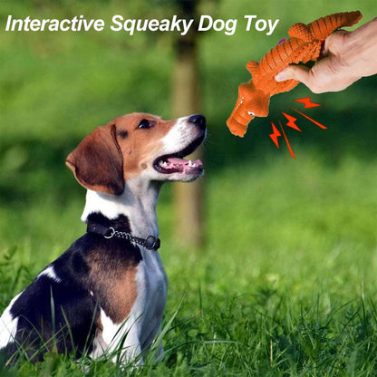 Pet Deluxe Squeaky Dog Toys for Aggressive Chewers, Durable Dog Toys Natural Rubber, Interactive Tough Dog Chew Crocodile Toy Teeth Cleaning for Medium Large Dogs