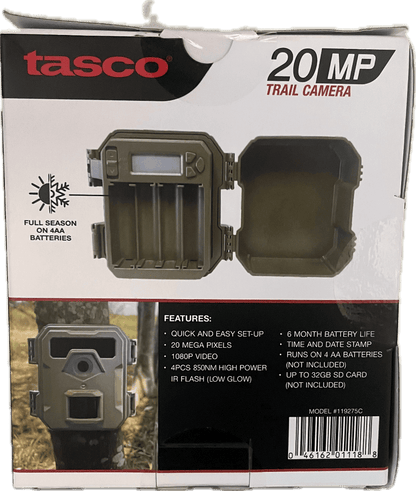 Tasco Invader 20MP Hunting Trail Monitor,1080p 30 FPS Video, Low Glow, Tan, SD Card (Not Included)
