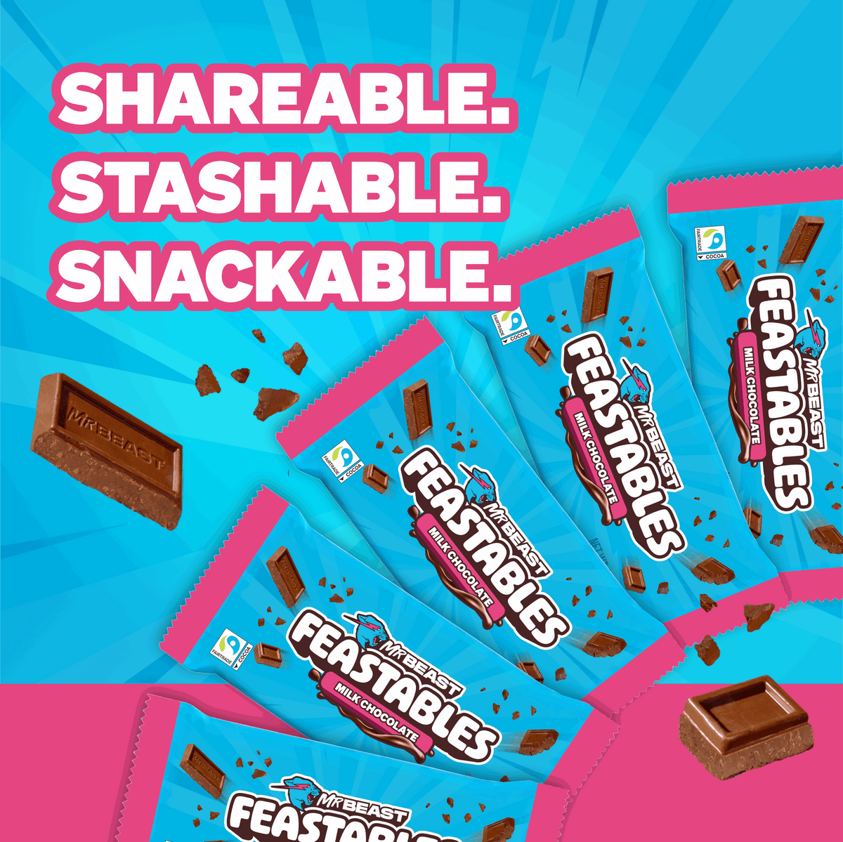 Feastables MrBeast Milk Chocolate Bar, 1.24 oz (35g), 5 Count