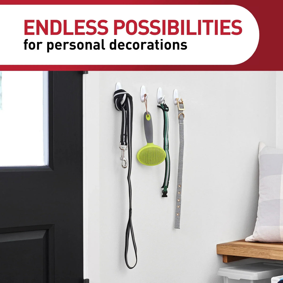 Command Medium Designer Hooks, White, 2 Wall Hooks