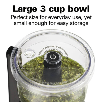 Hamilton Beach Stack & Press Electric Food Chopper & Mini Food Processor, 3-Cup, Black