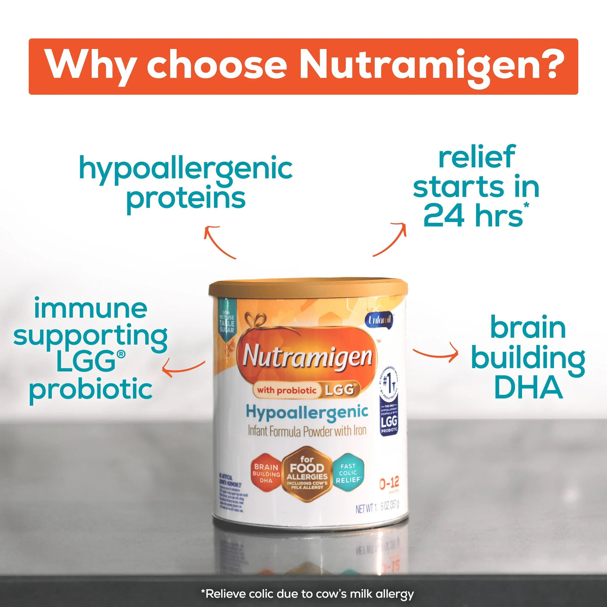 Nutramigen with Probiotic LGG Hypoallergenic Powder Baby Formula, 12.6 oz Can