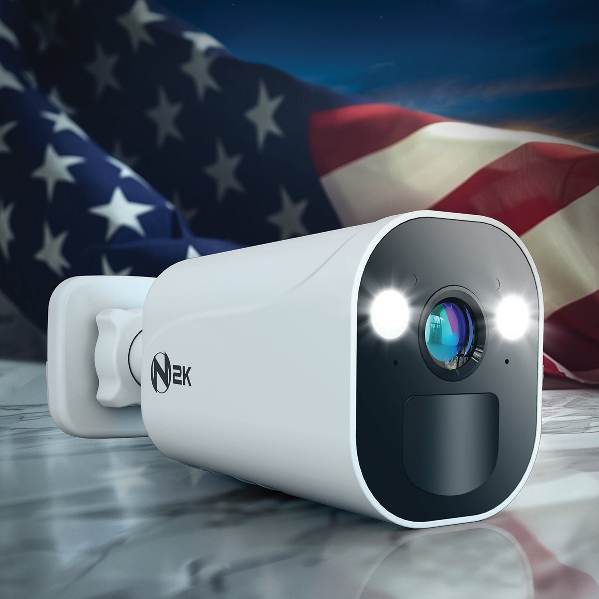 Night Owl® Wire Free (Battery) 2K Spotlight Cameras with 2-Way Audio and Audio Alerts and Siren - White