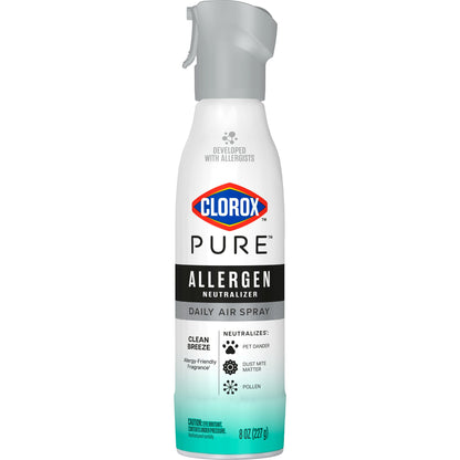 Clorox PURE Allergen Neutralizer Daily Air Spray, Clean Breeze, 8 oz Bottle