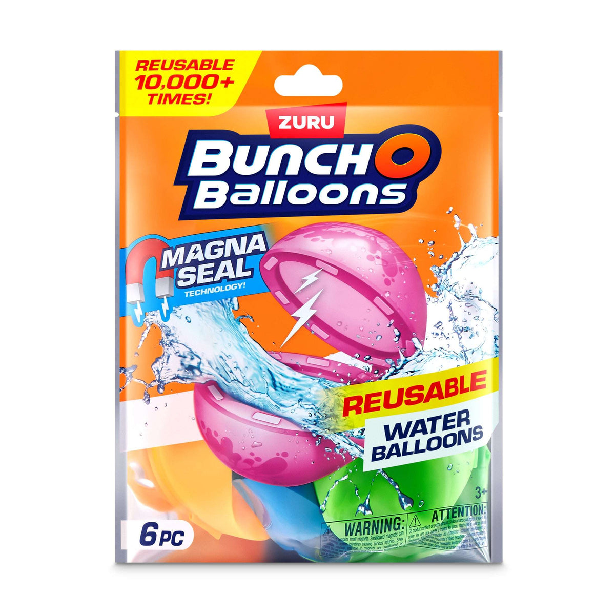 Bunch O Balloons Reusable Water Balloons 6 Pack by ZURU, Self Sealing Pool Beach Toys for Kids, Teens & Adults Ages 3 +