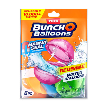 Bunch O Balloons Reusable Water Balloons 6 Pack by ZURU, Self Sealing Pool Beach Toys for Kids, Teens & Adults Ages 3 +