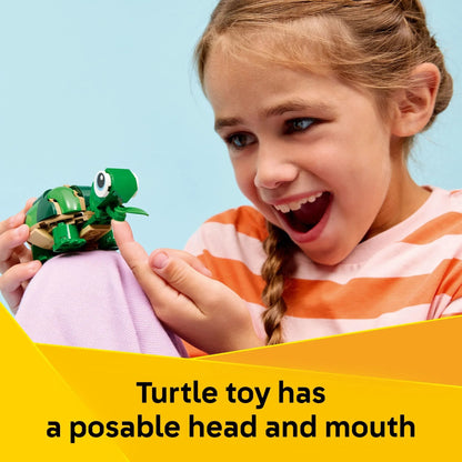 LEGO Creator 3 in 1 Turtle with a Water Lily Flower - Building Toy for Girls & Boys, Ages 7+ - Easter Basket Gift for Kids - Build a Chameleon, Frog, or Turtle - 31377