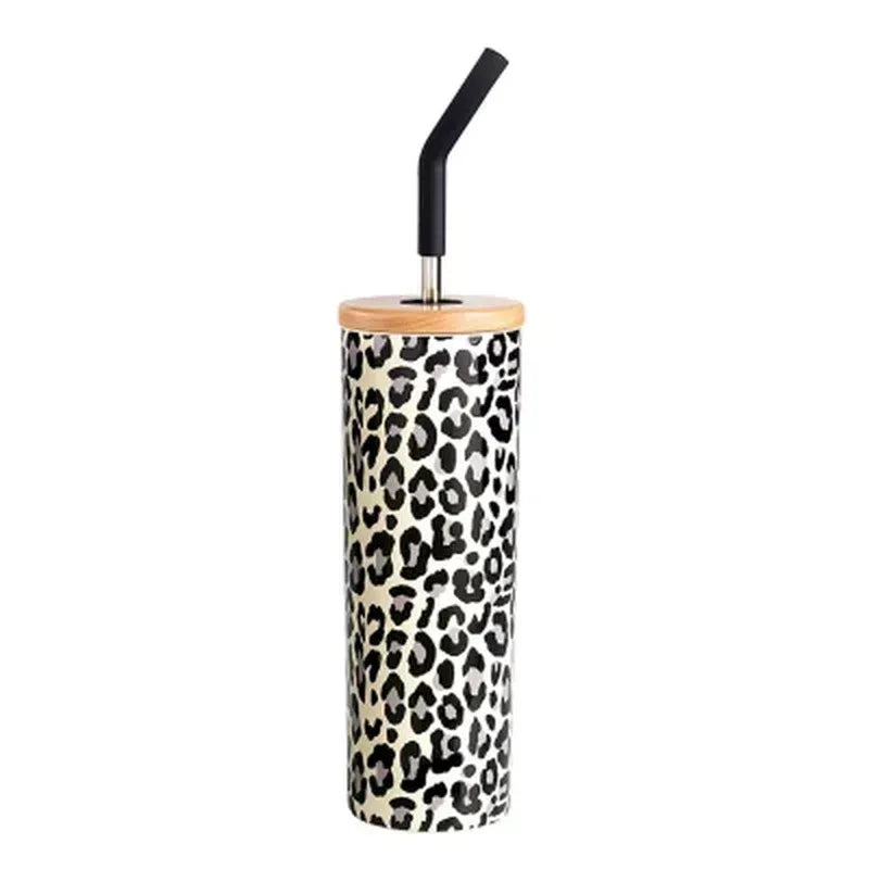 Member'S Mark 24-Oz Stainless Steel Insulated Tumblers with Wood Lids and Stainless Steel Straws, Assorted Colors (2 Pk.)