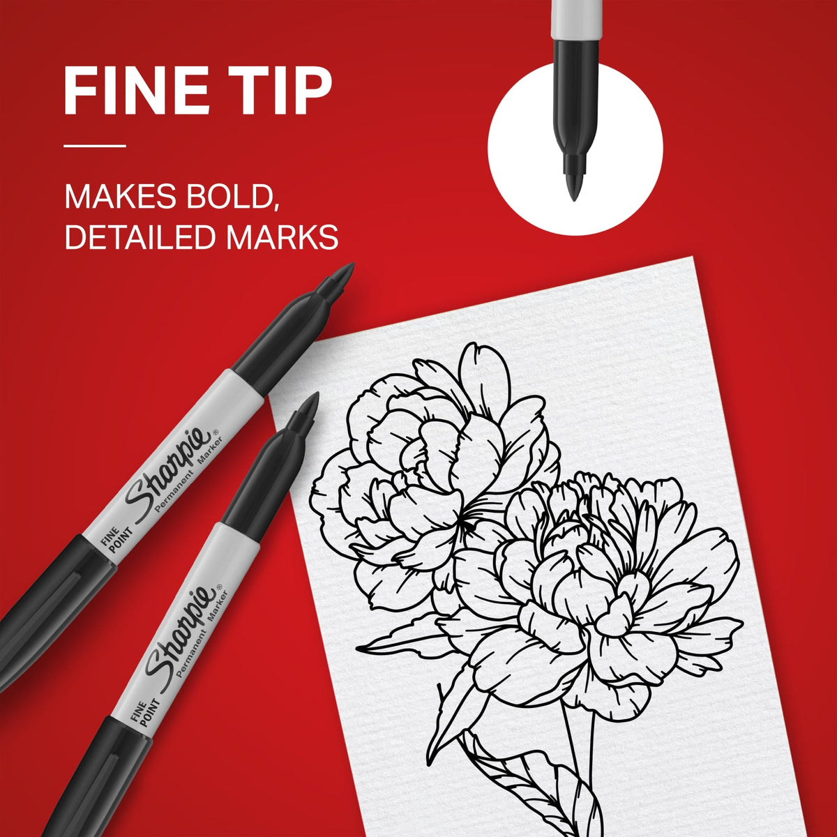 Sharpie Permanent Markers, Fine Point, Black, 5 Count