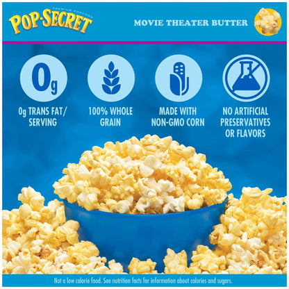 Pop Secret Microwave Popcorn, Movie Theater Butter Flavor, 1.75 oz Mini Bags, 12 Ct